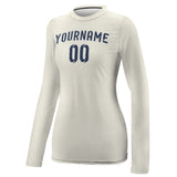 Custom Cream Blue Women's Long-Sleeve Shirt
