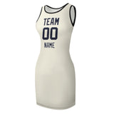 Custom Cream Navy Sleeveless Vest Dress