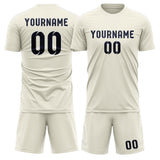 Custom Cream Navy Soccer Jersey