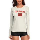 Custom Cream Orange Red Women's Long-Sleeve Shirt
