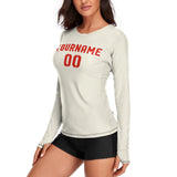Custom Cream Orange Red Women's Long-Sleeve Shirt