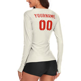 Custom Cream Orange Red Women's Long-Sleeve Shirt