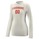 Custom Cream Orange Red Women's Long-Sleeve Shirt