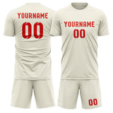 Custom Cream Orange Red Soccer Jersey
