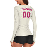 Custom Cream Pink Women's Long-Sleeve Shirt