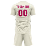 Custom Cream Pink Soccer Jersey