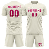 Custom Cream Pink Soccer Jersey