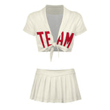 Custom Cream Red Cheerleading Uniform Set