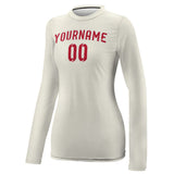 Custom Cream Red Women's Long-Sleeve Shirt