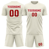 Custom Cream Red Soccer Jersey