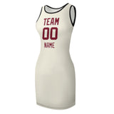 Custom Cream Crimson Red Sleeveless Vest Dress