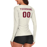 Custom Cream Crimson Red Women's Long-Sleeve Shirt