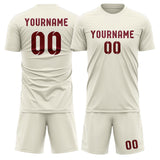 Custom Cream Crimson Red Soccer Jersey