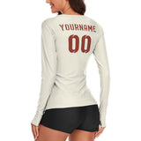 Custom Cream Coral Red Women's Long-Sleeve Shirt
