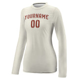Custom Cream Coral Red Women's Long-Sleeve Shirt
