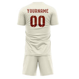 Custom Cream Coral Red Soccer Jersey