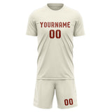 Custom Cream Coral Red Soccer Jersey