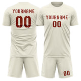 Custom Cream Coral Red Soccer Jersey
