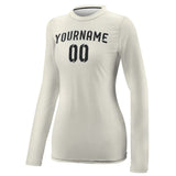 Custom Cream Black Women's Long-Sleeve Shirt