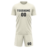 Custom Cream Black Soccer Jersey