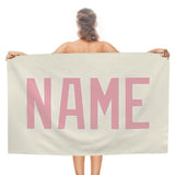 Custom Cream Light Pink Beach Towel
