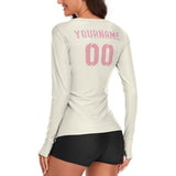 Custom Cream Light Pink Women's Long-Sleeve Shirt