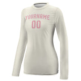 Custom Cream Light Pink Women's Long-Sleeve Shirt