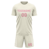 Custom Cream Light Pink Soccer Jersey