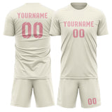 Custom Cream Light Pink Soccer Jersey