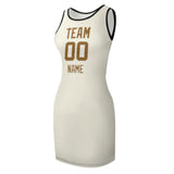 Custom Cream Khaki Sleeveless Vest Dress