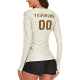 Custom Cream Khaki Women's Long-Sleeve Shirt