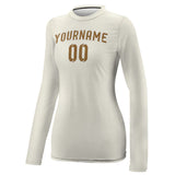 Custom Cream Khaki Women's Long-Sleeve Shirt