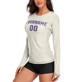 Custom Cream Light Purple Women's Long-Sleeve Shirt