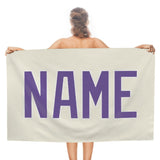 Custom Cream Light Purple Beach Towel