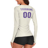 Custom Cream Light Purple Women's Long-Sleeve Shirt