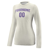 Custom Cream Light Purple Women's Long-Sleeve Shirt