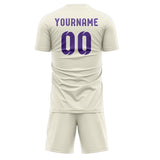 Custom Cream Light Purple Soccer Jersey
