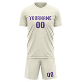 Custom Cream Light Purple Soccer Jersey