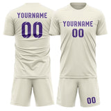 Custom Cream Light Purple Soccer Jersey