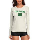 Custom Cream Emerald Green Women's Long-Sleeve Shirt