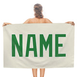 Custom Cream Emerald Green Beach Towel