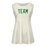 Custom Cream Emerald Green Cheerleader Dress