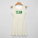 Custom Cream Emerald Green Cheerleader Dress