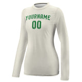 Custom Cream Emerald Green Women's Long-Sleeve Shirt