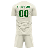 Custom Cream Emerald Green Soccer Jersey