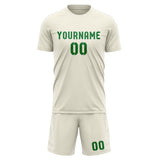 Custom Cream Emerald Green Soccer Jersey