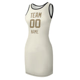 Custom Cream Light Khaki Sleeveless Vest Dress