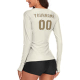 Custom Cream Light Khaki Women's Long-Sleeve Shirt