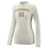 Custom Cream Light Khaki Women's Long-Sleeve Shirt