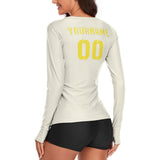 Custom Cream Light Yellow Women's Long-Sleeve Shirt